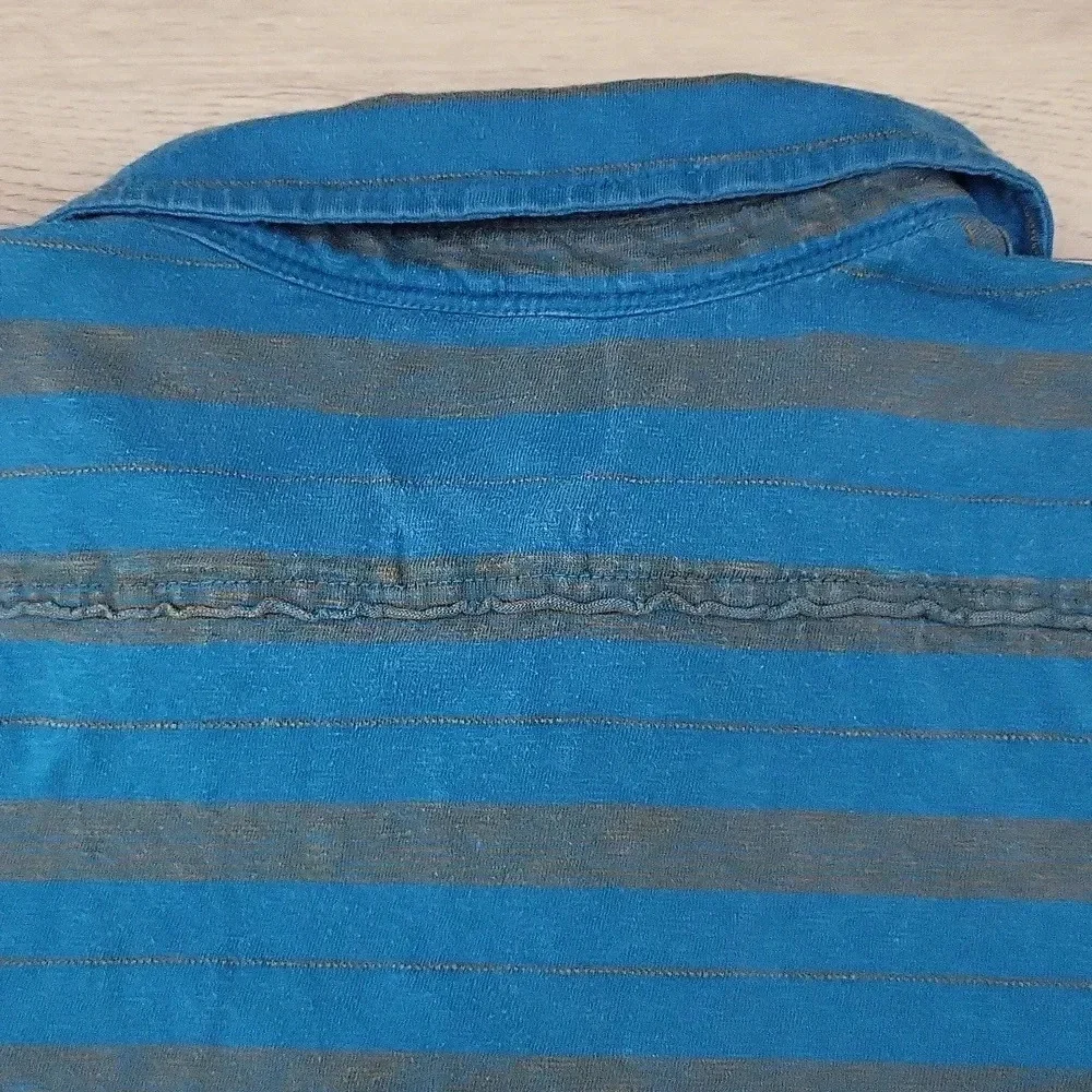 The North Face Blue‎ Grey Striped Polo Short Sleeve Mens Size Medium